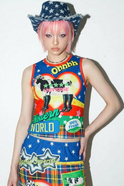 Amerikanisches Y2K-Tanktop mit Print