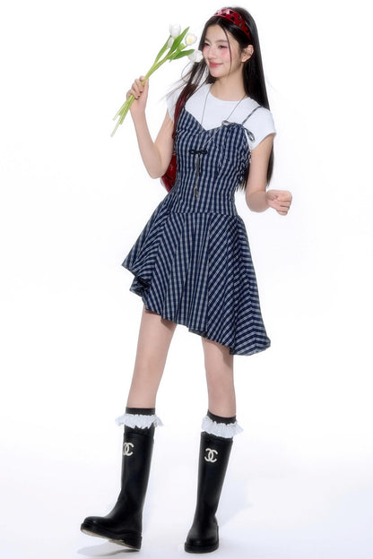 Sweet Plaid Halter Dress