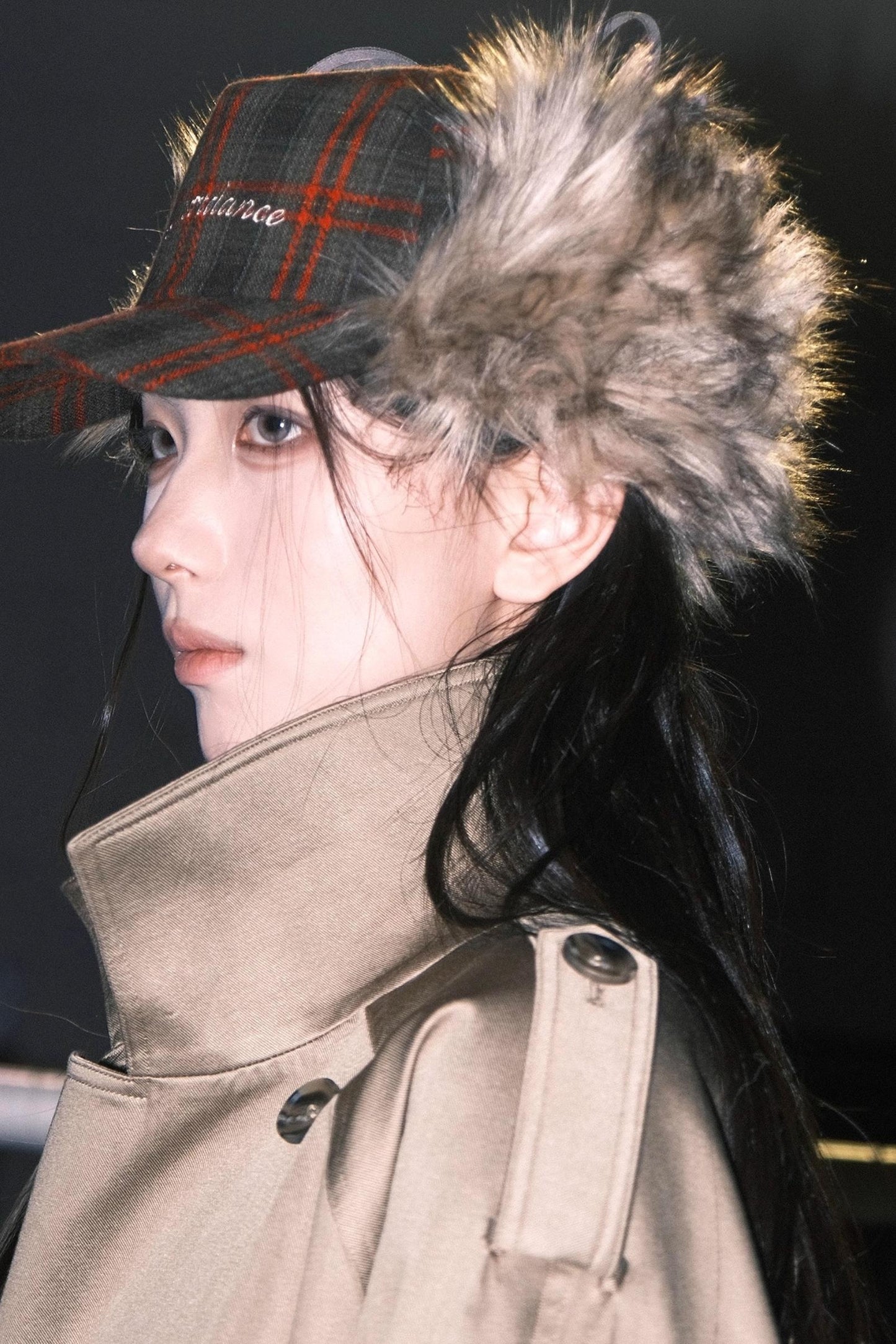 Punk Plaid Furry Earflap Hat