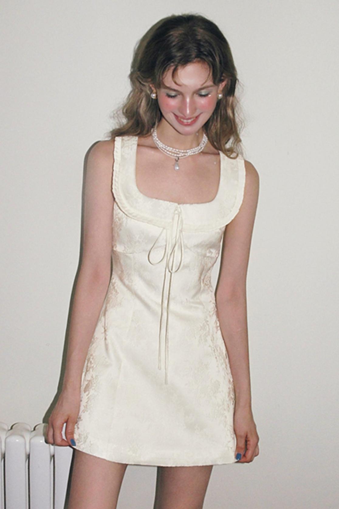 Beige A-line Mini Dress Set