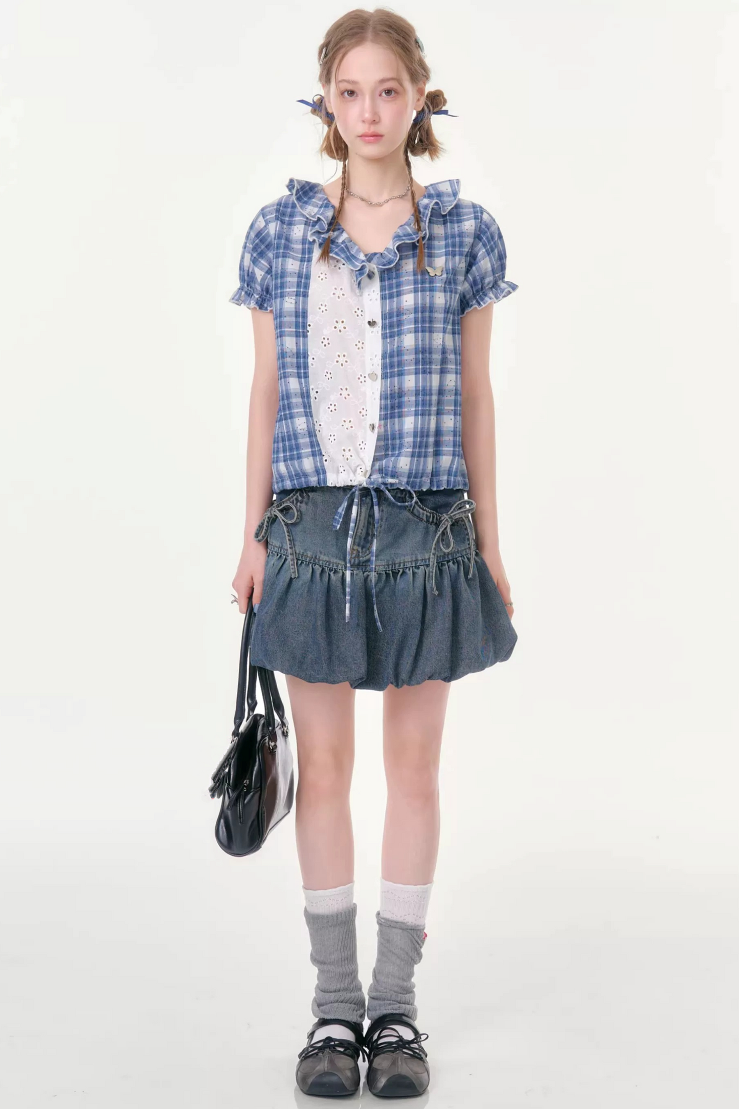 Plaid Patchwork Summer Blouse
