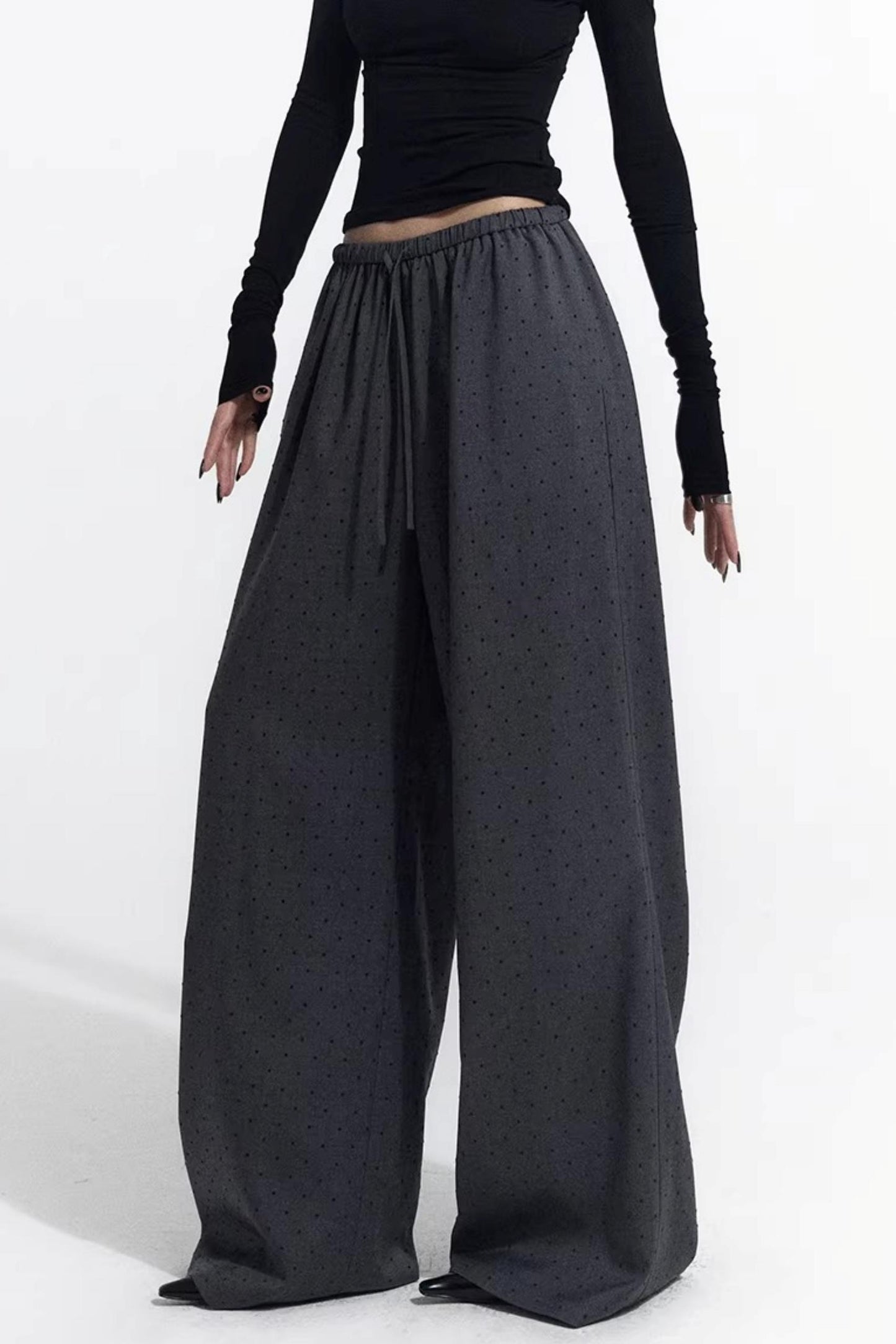 Retro Gray-Red Polka Dot Trousers