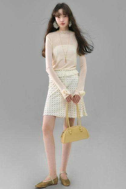 Original Polka Dot Satin A-Line Skirt