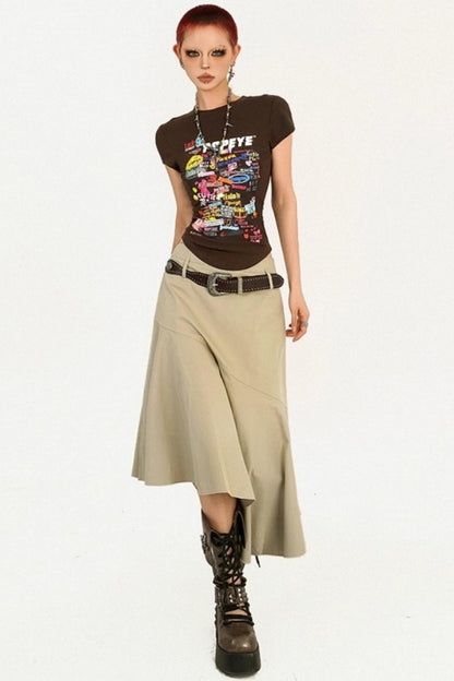 Cool Retro Street Fashion A-Line Skirt