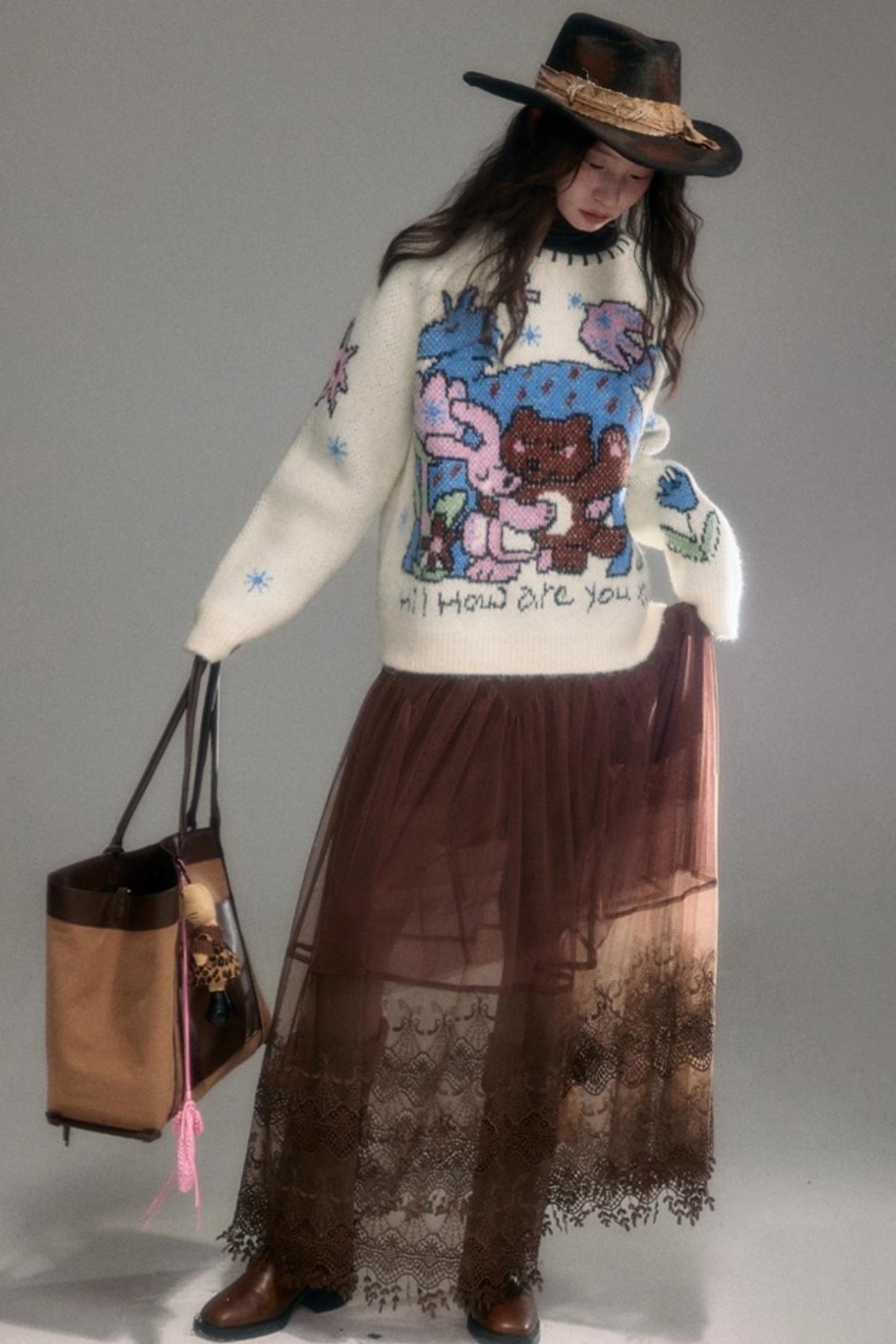 Plush Animal Jacquard Sweater