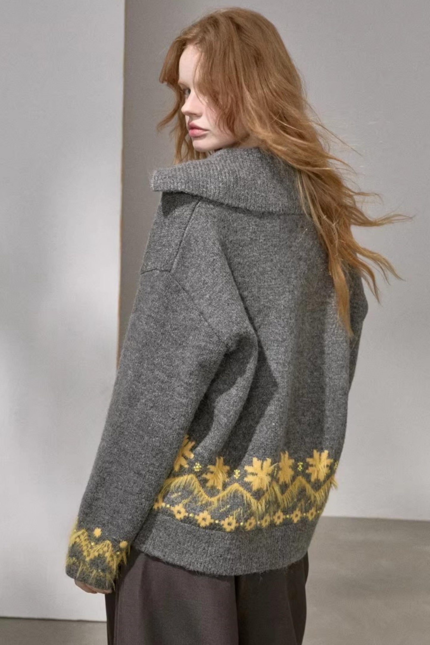 Lace-Up Collar Sweater Set-Up