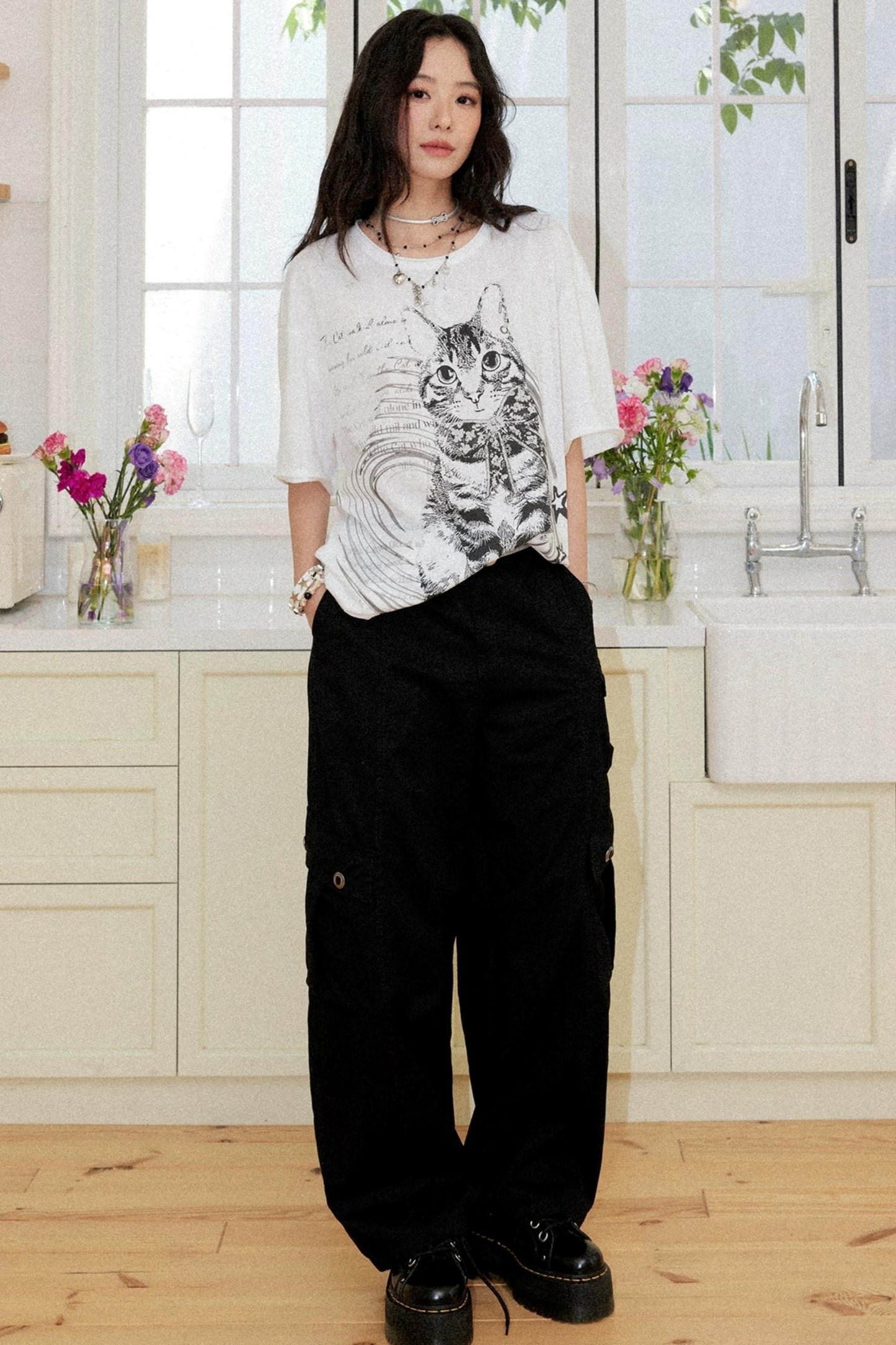 Retro Cat Print Top