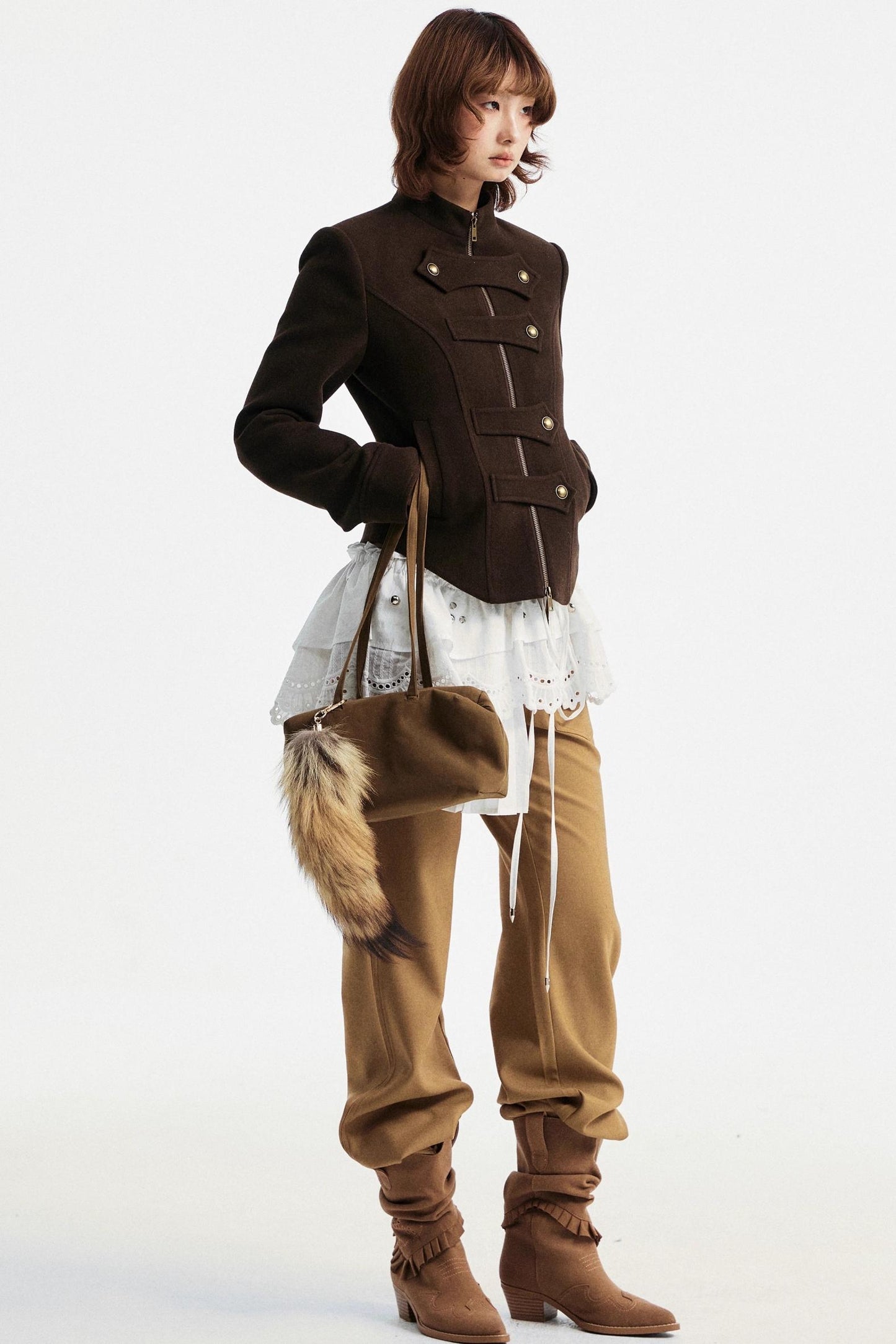 Khaki Tapered Flared Pants