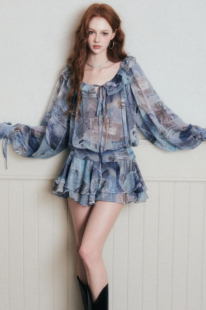 Ruffles Denim Shirt Dress
