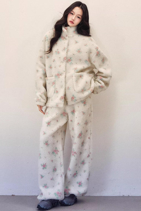 Floral Wool Jacket Suit Set-Up