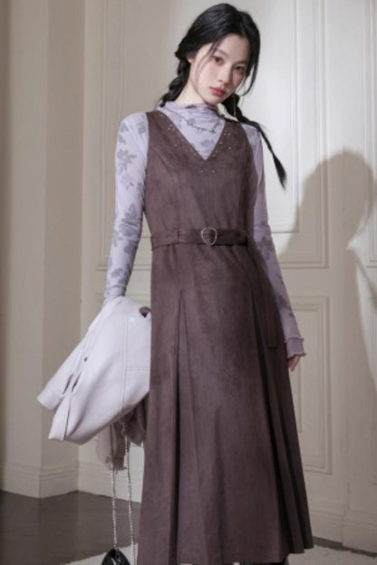 Twilight Gray Purple Studded Vest Dress