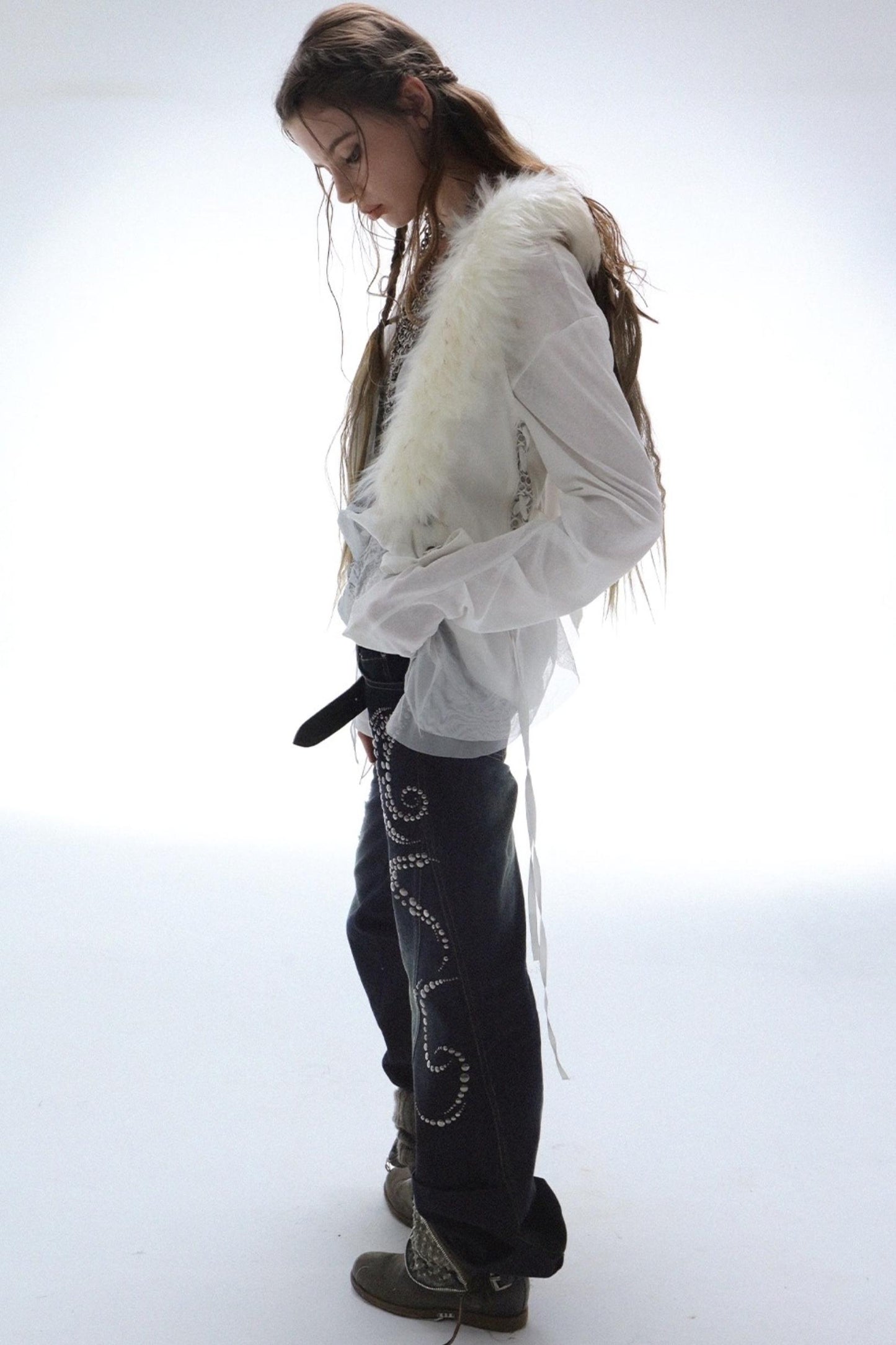 Vintage Straight Bootcut Distressed Jeans