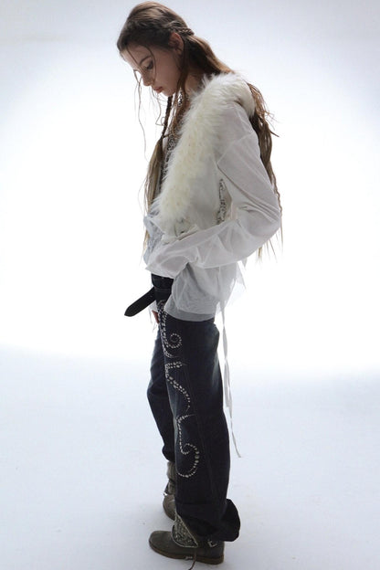 Vintage Straight Bootcut Distressed Jeans