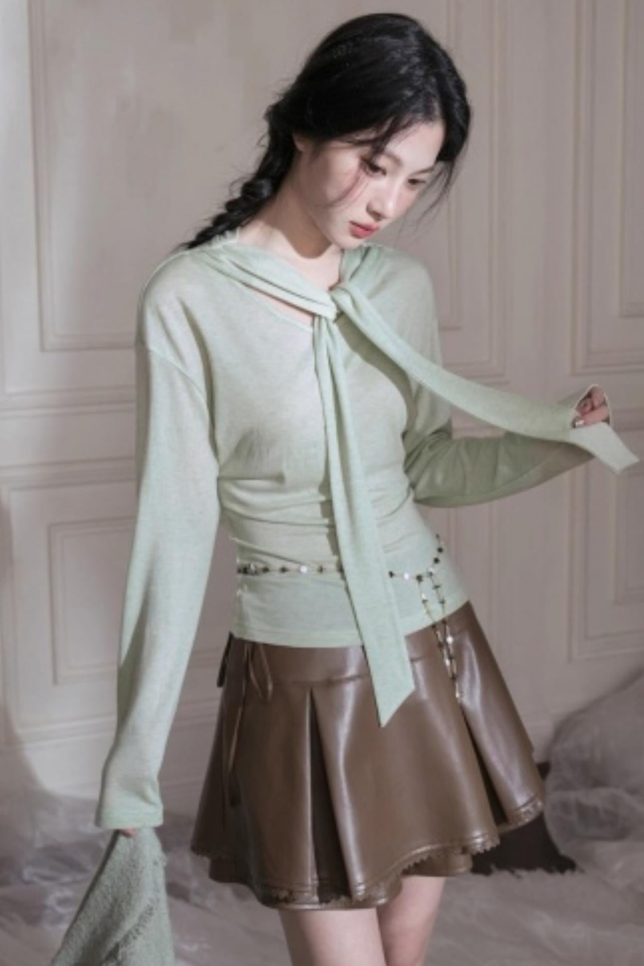 Lyocell Wool Shawl Knitwear Top