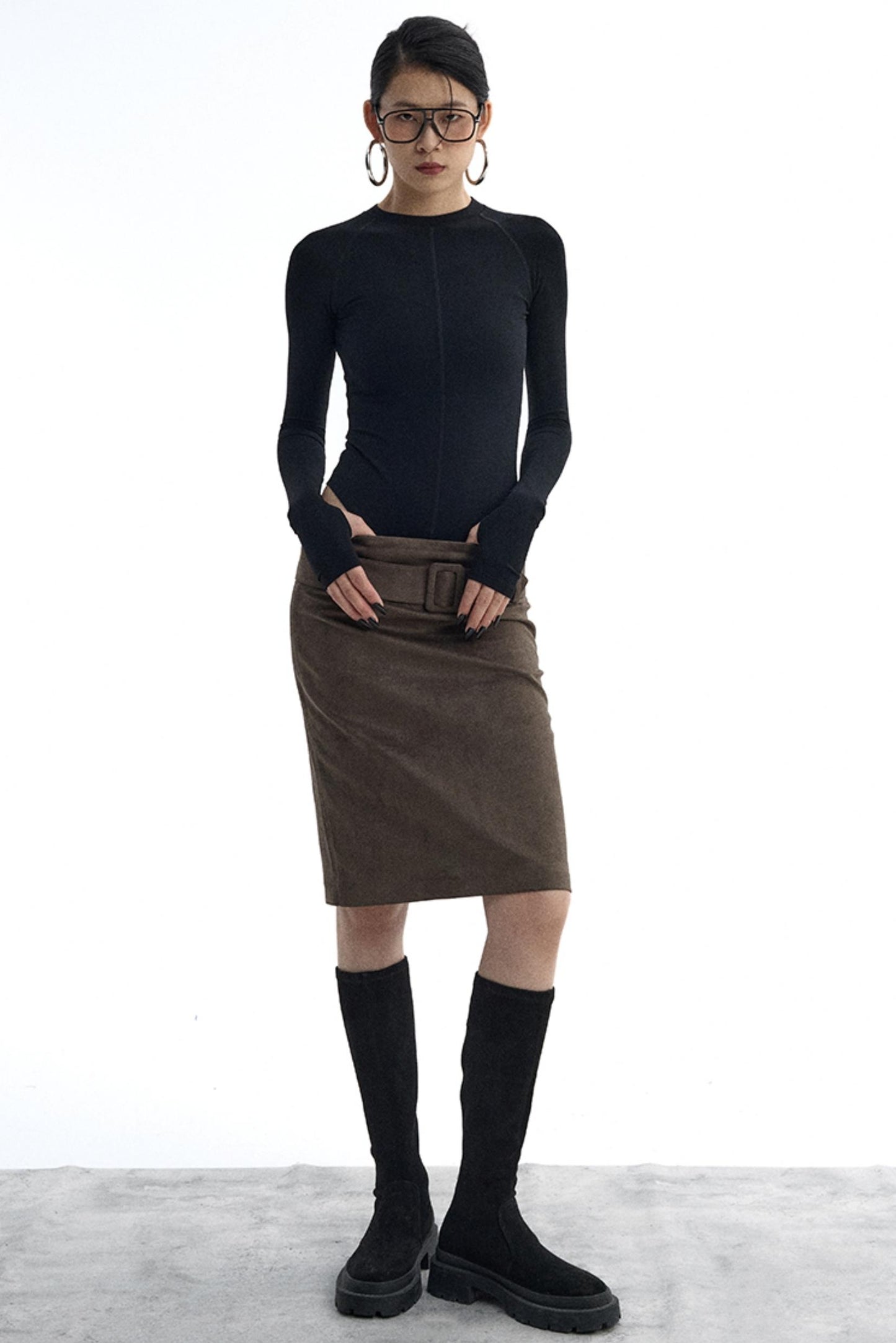 Detachable Belt Suede Skirt