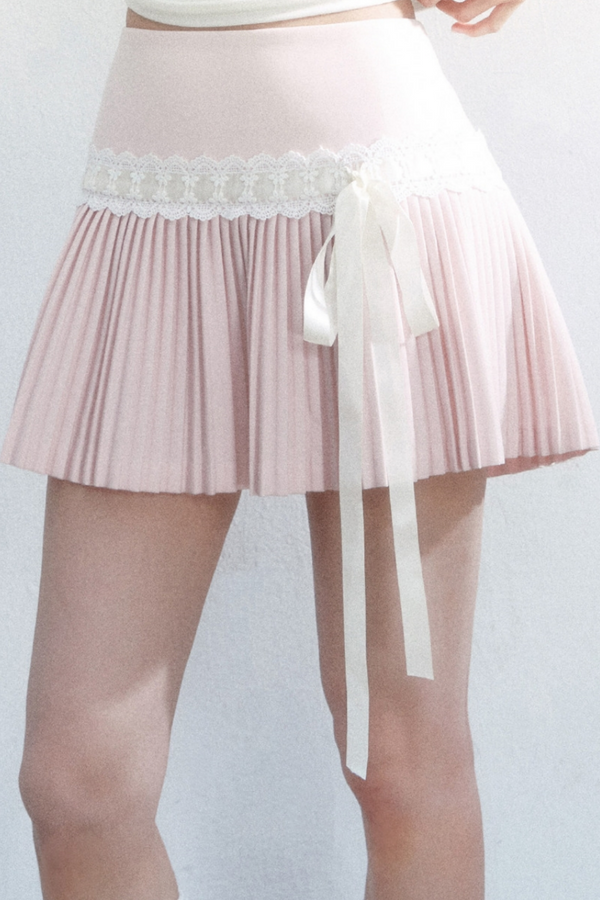 Dark River Pleated Lace Skirt