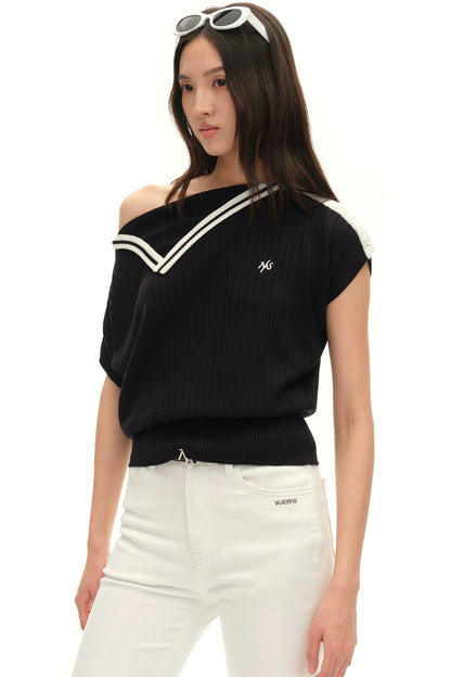 Acetate Wool Asymmetrical Top