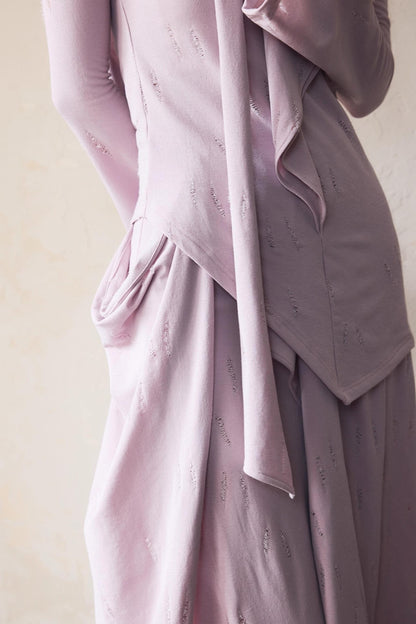 Autumn Purple Knitted Top Skirt Set-Up