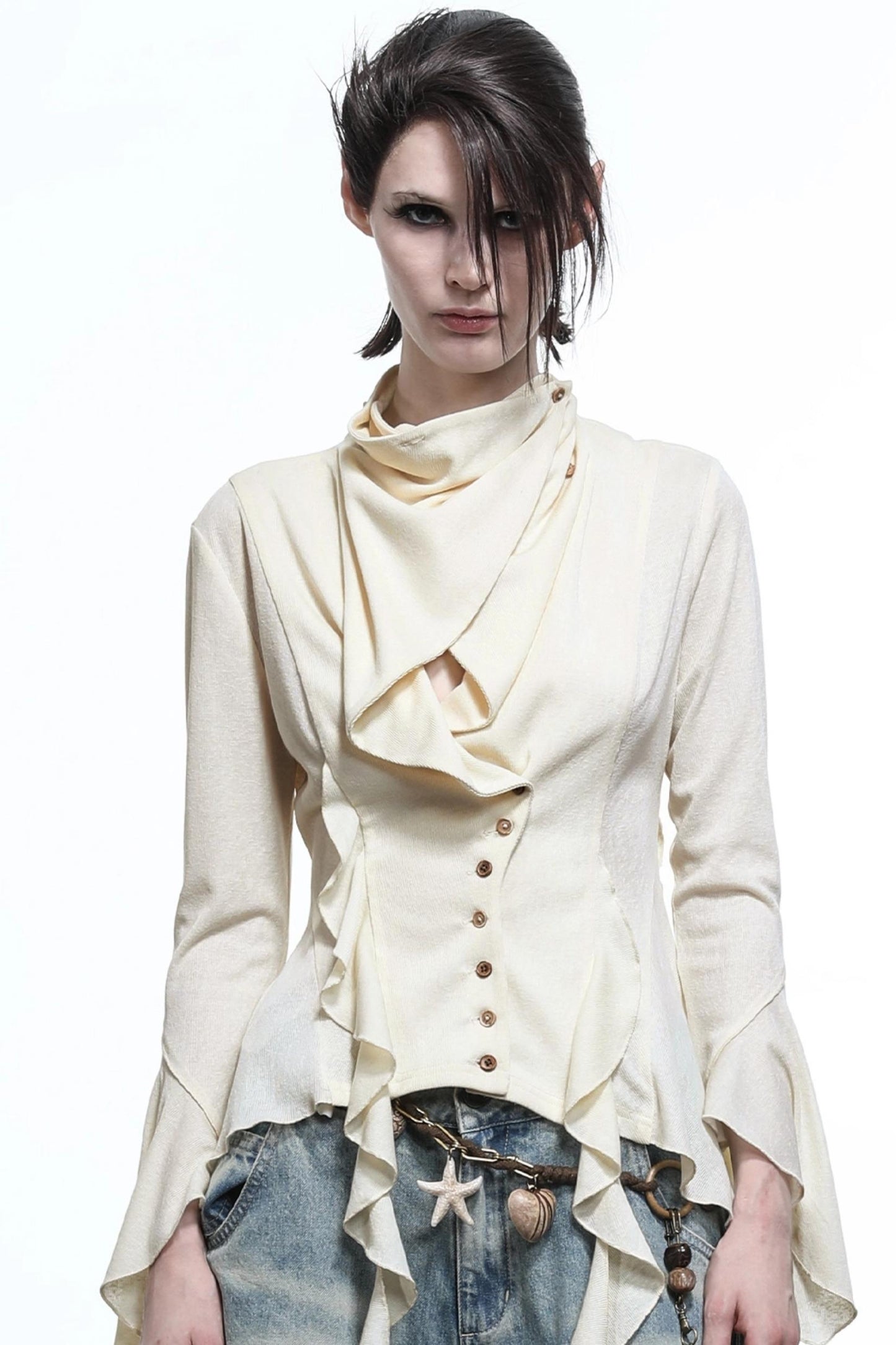 Lyocell Ruffled Cardigan