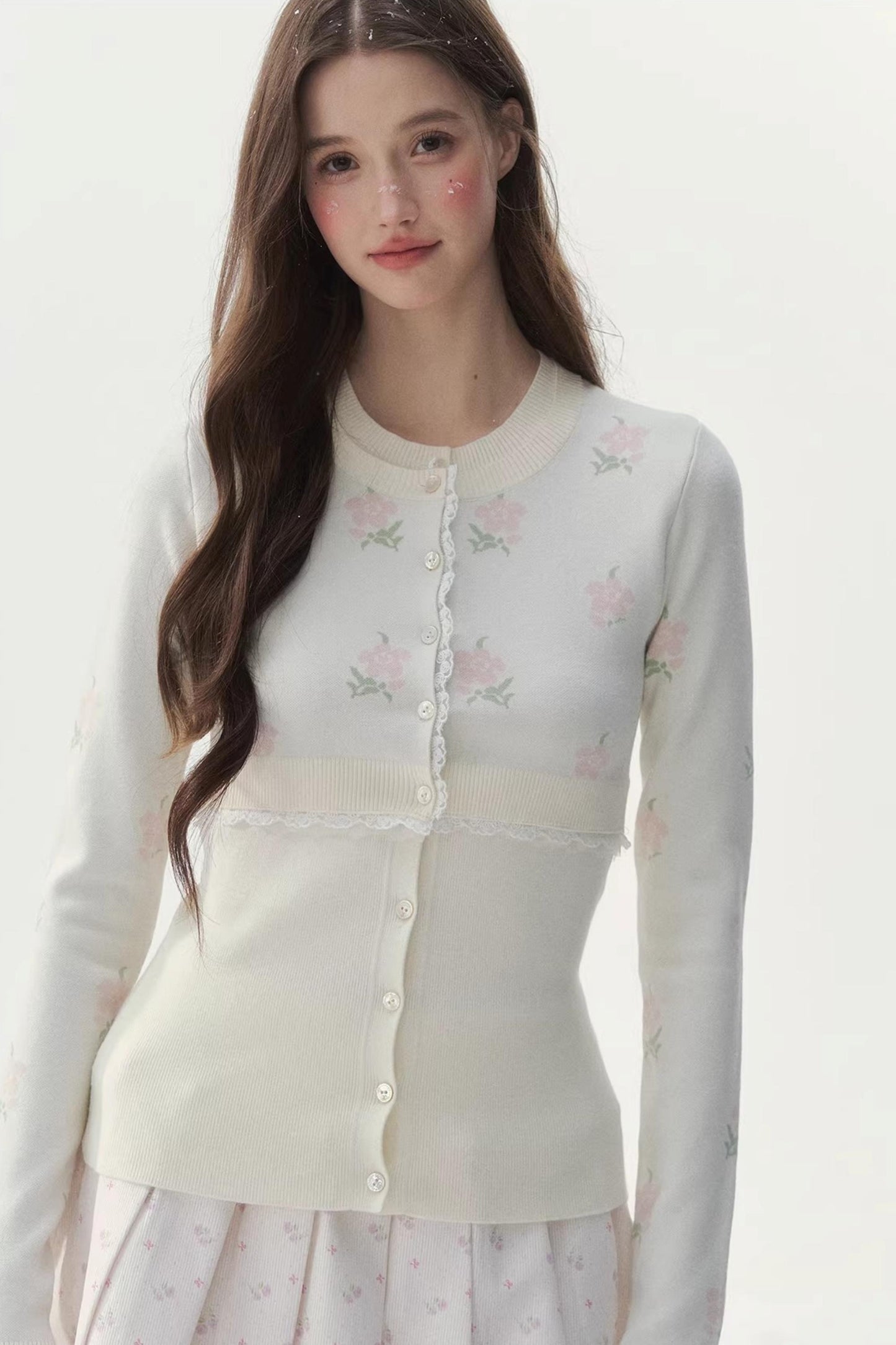 Floral Girlish Knitted Sweater