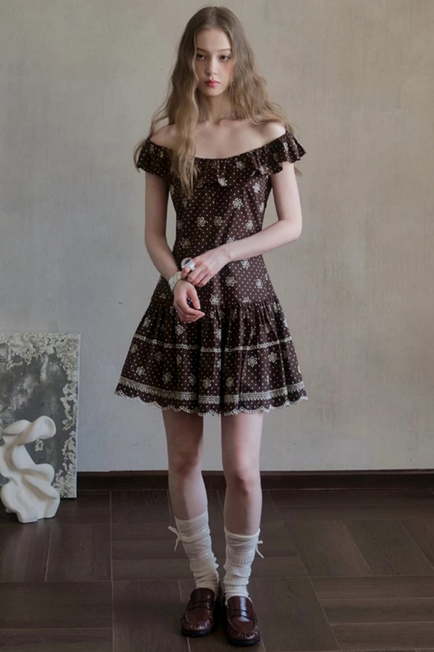 Embroidered One-Shoulder Dress