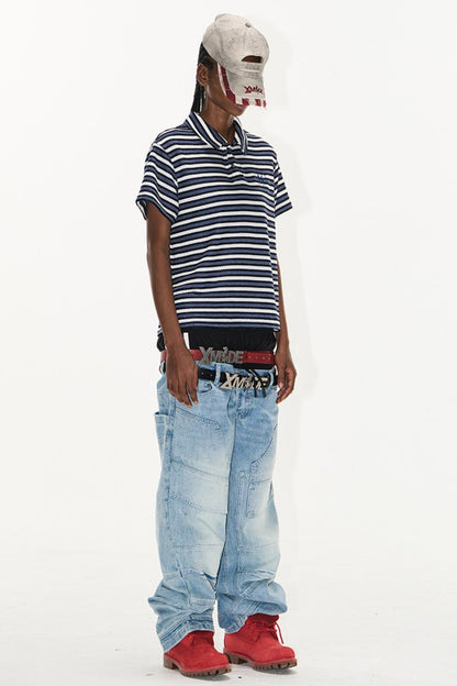 Striped Embroidered Polo Tee