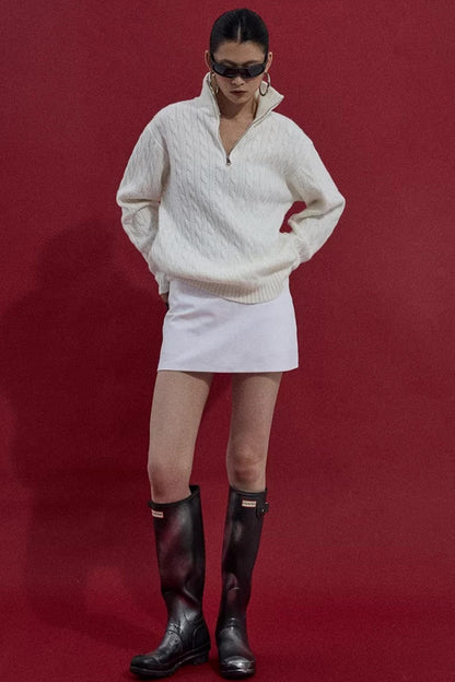 Three-Dimensional Cable Knit Sweater