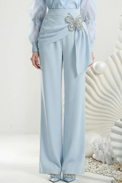 Butterfly Mist Ice Blue Blouse set-Up