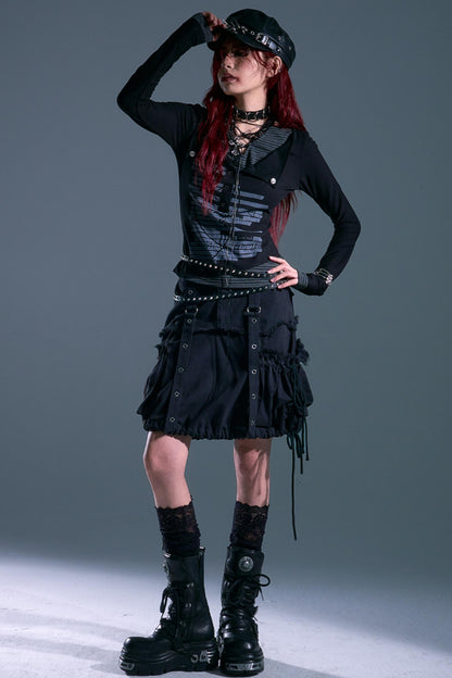 Raw Edge Puffy Bud Skirt