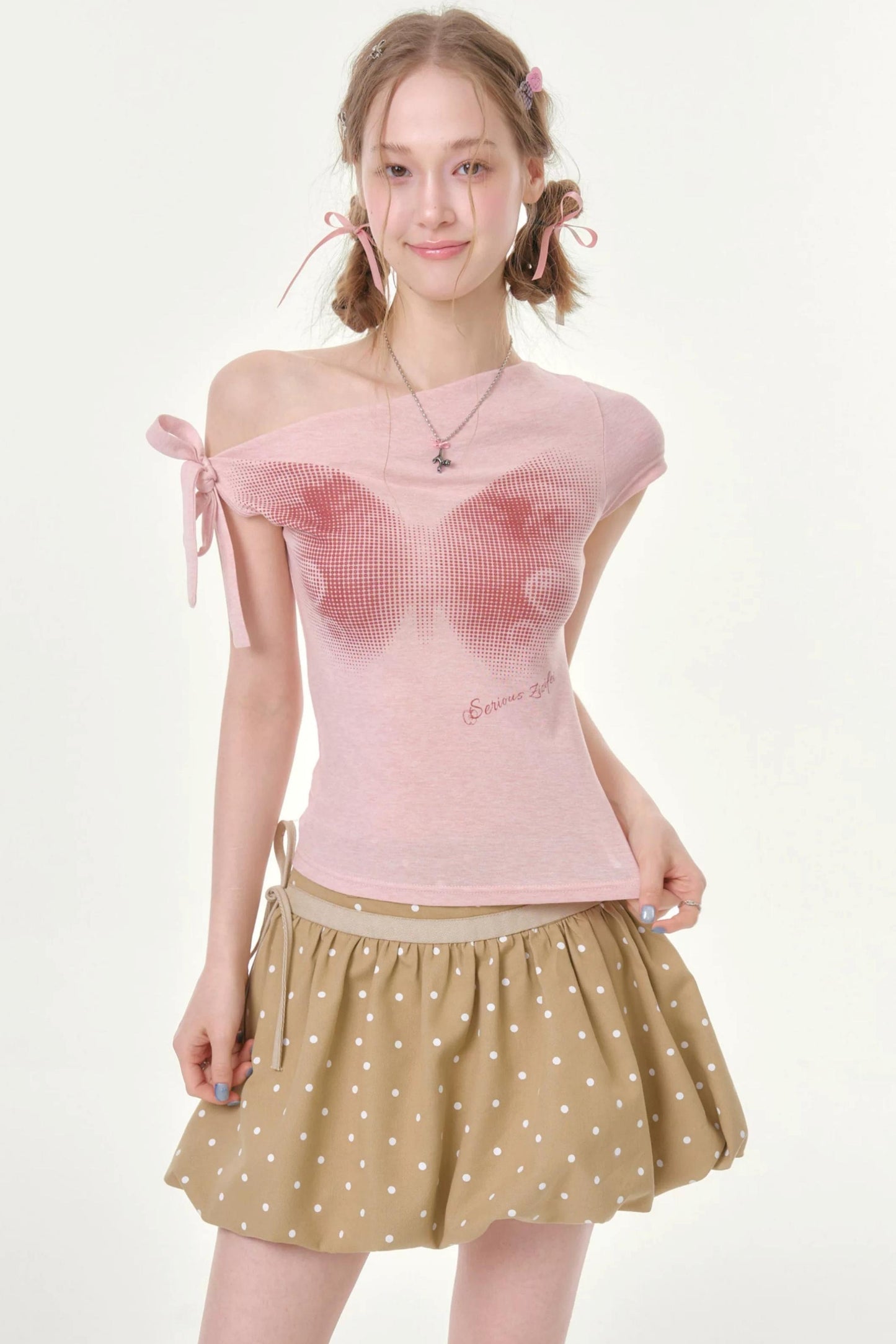 Spring Haze Butterfly Print Blouse