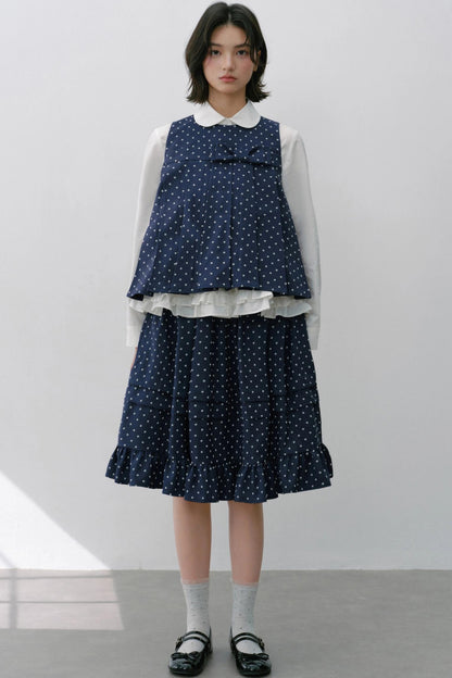 Navy Polka Dot Puffy Skirt Set-Up