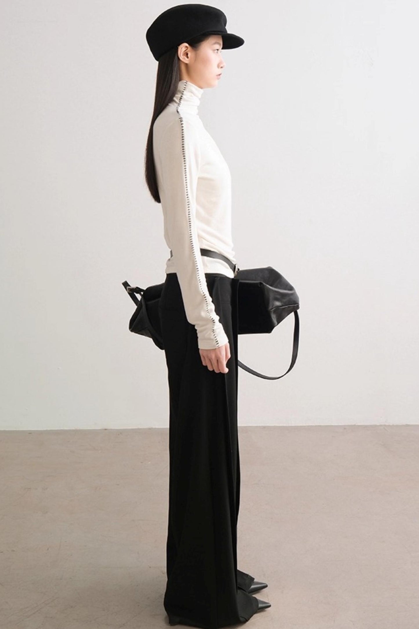 Color-Block High Neck Knit Top