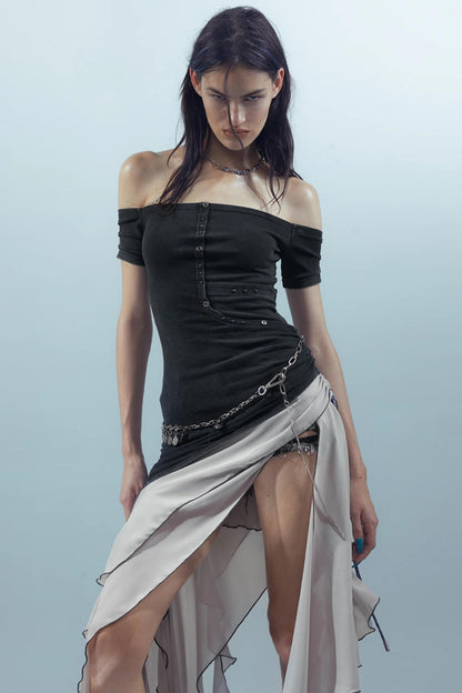 Patchwork Chiffon Asymmetrical Dress