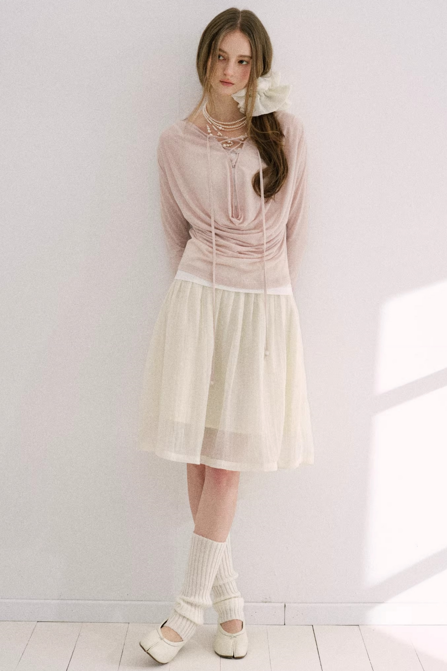 Nude Pink Lyocell Blouse Set-Up