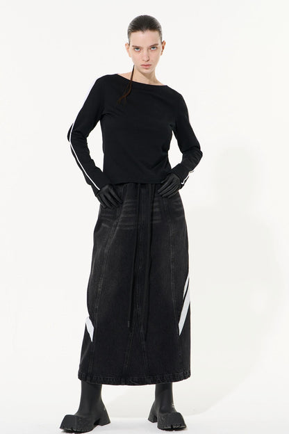 Striped Embroidered Crew Sweatshirt