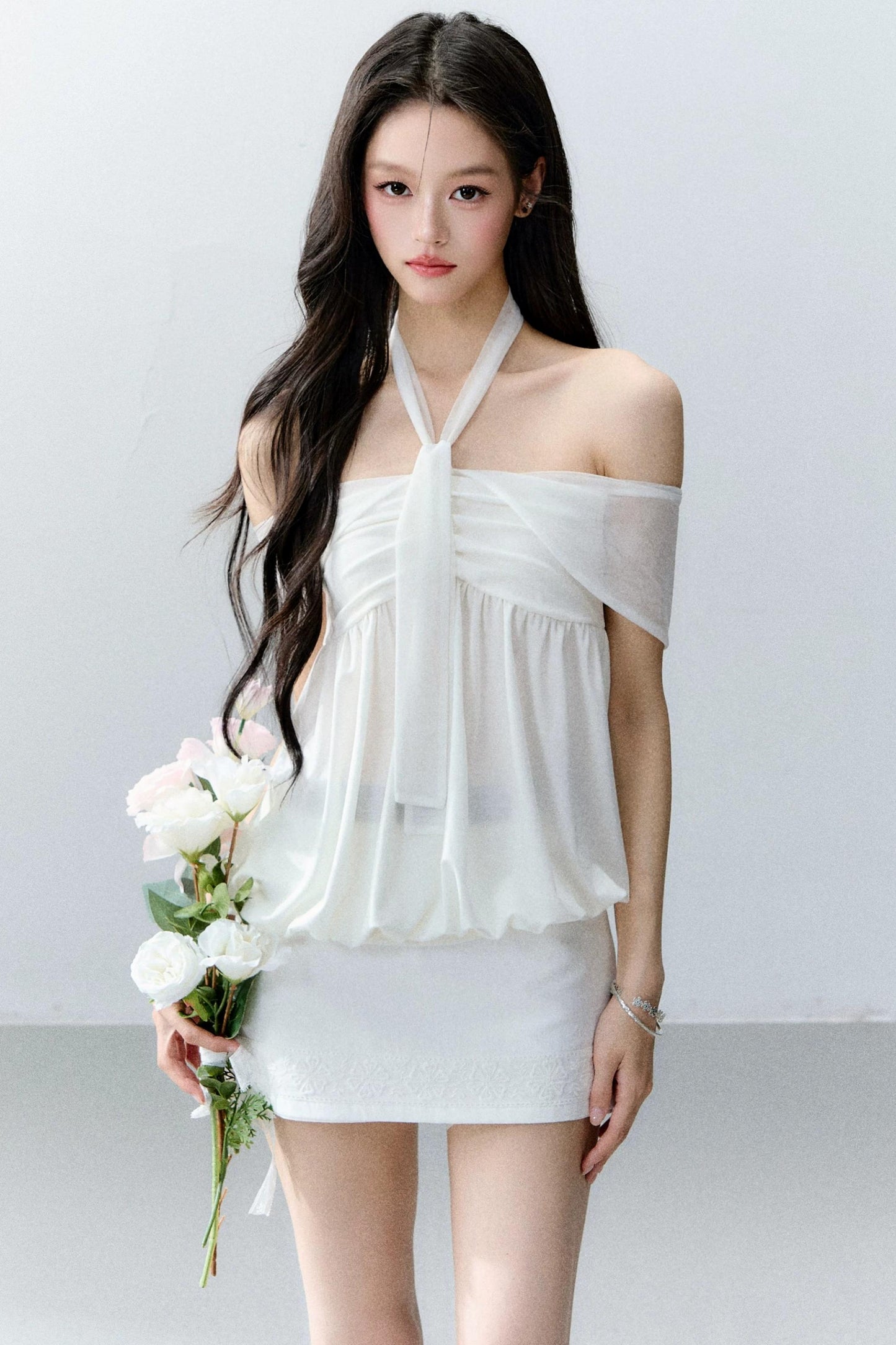 Romantic Floral Halter Top Set-Up
