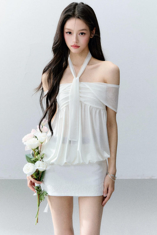 Romantic Floral Halter Top Set-Up
