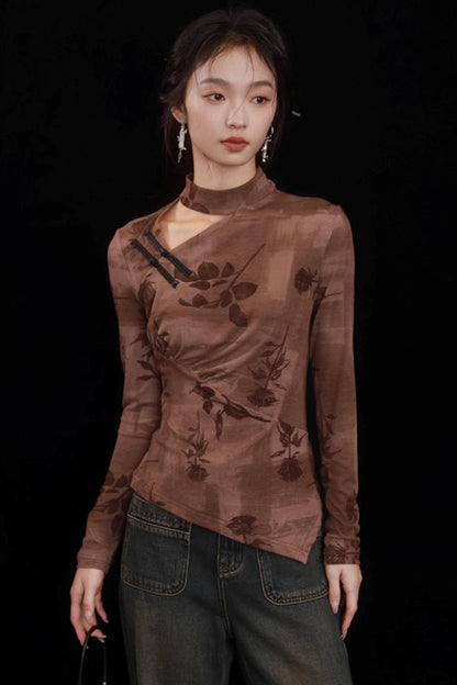 Chinese Style Brown Base Layer Top