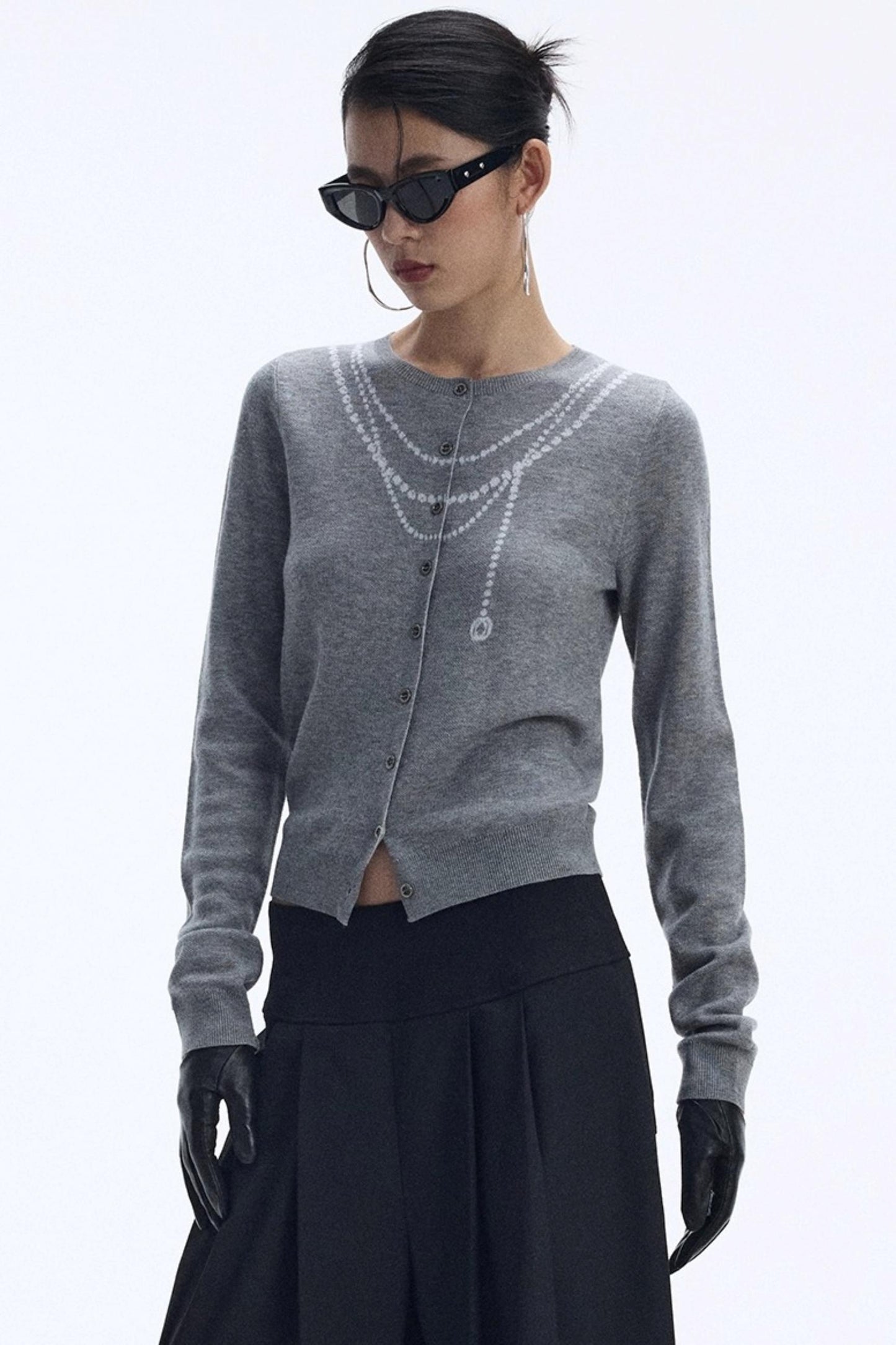 Contrasting Pearl Cardigan