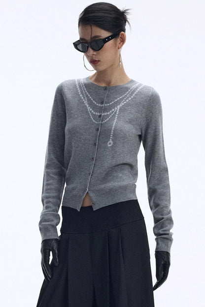 Contrasting Pearl Cardigan