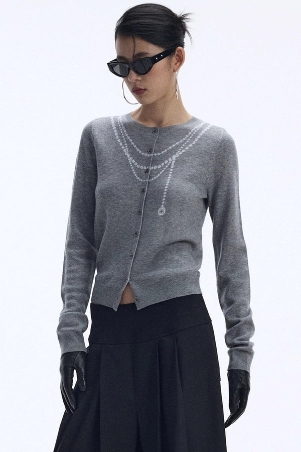 Contrasting Pearl Cardigan