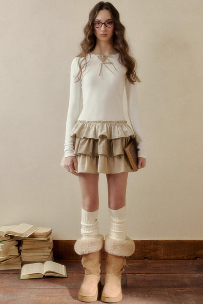 Retro Plaid Knit Tutu Skirt Dress