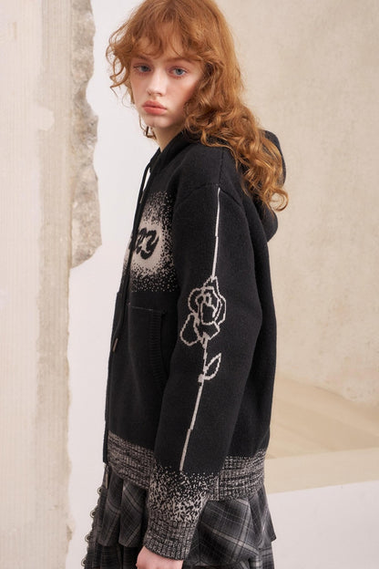 Knit Hooded Cardigan