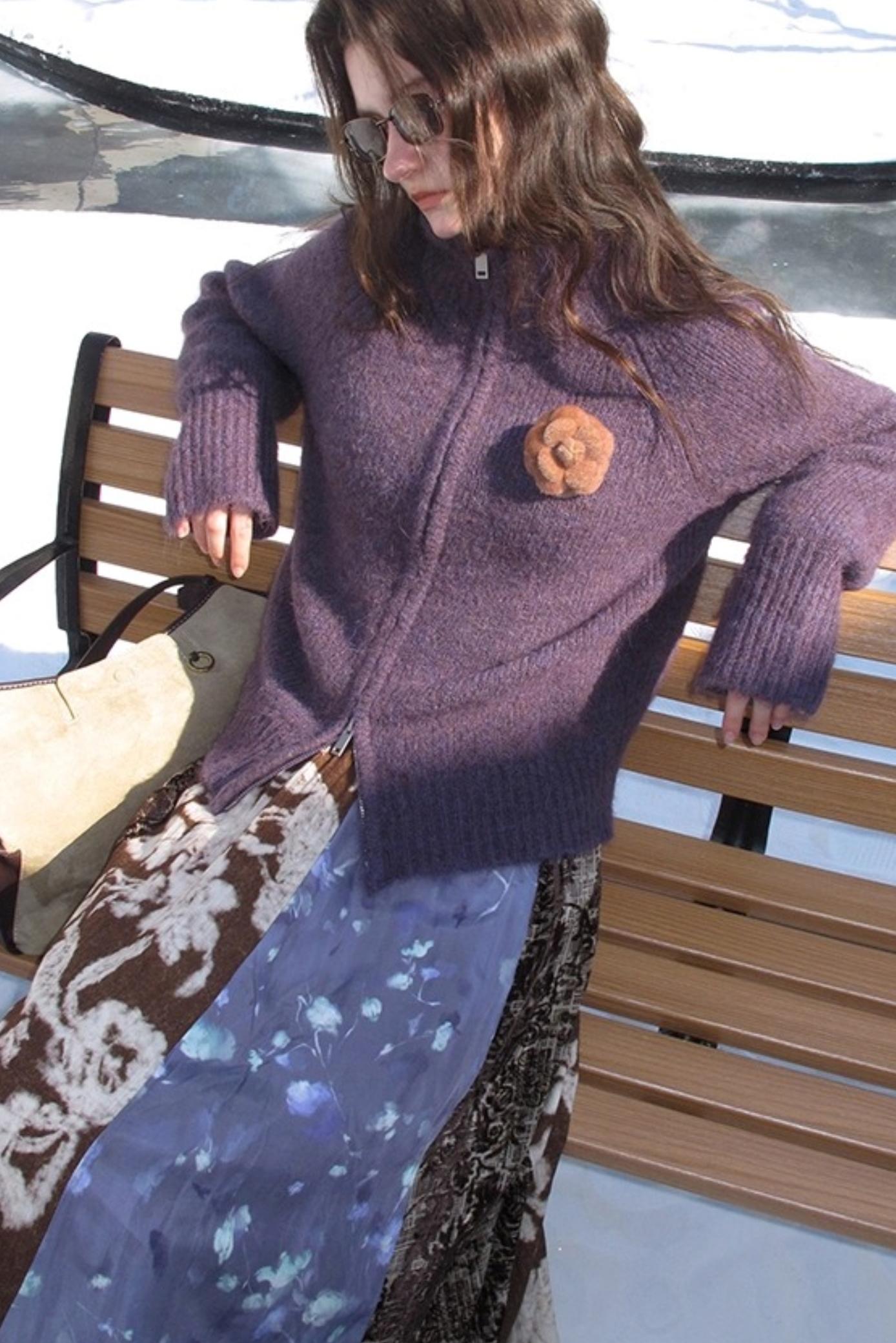 Retro Jacquard Taro Purple Skirt