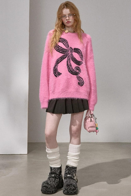 Striped Bow Knit Sweater