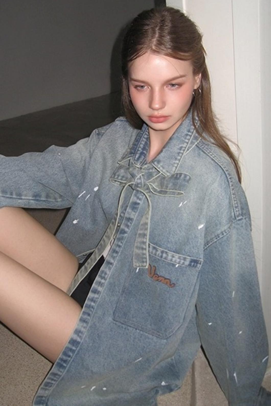 Washed Distressed Loose Denim Jacket