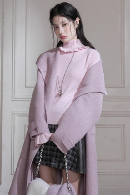 Mercerized Wool Ruffle Sweater