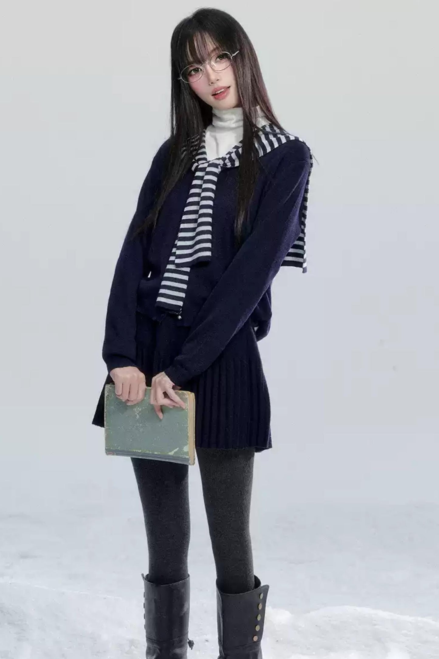 Striped Knitted Shawl Top