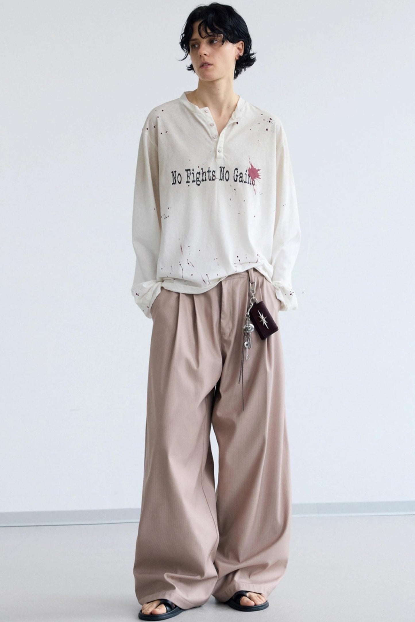 Lotus Root Pink Striped Wide-Leg Pants