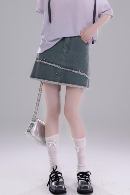 Azure Studded Mini Skirt